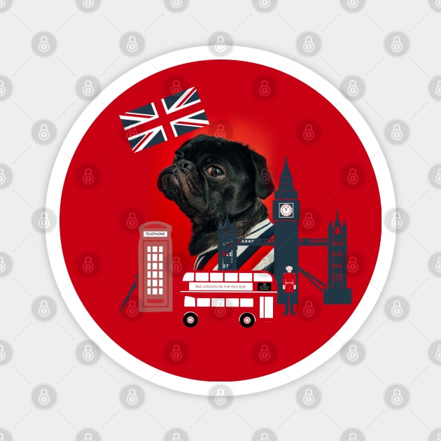 Proud London Pug Magnet by Lucia